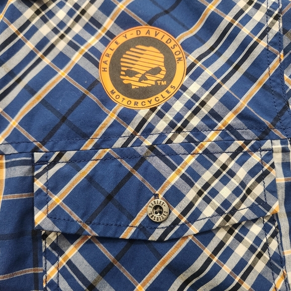 Harley Davidson HD Performance Men's Button Down Shirt Vented Plaid SS Blue L - Picture 5 of 7